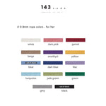 My Color Code thread color chart — 143Code bracelet available in multiple nylon cord shades