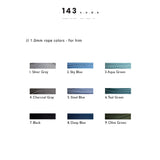 143Code rope color guide for men’s bracelets — steel blue, charcoal, black, olive, and grey options