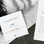 Custom Morse code necklace with Swarovski birthstone on personalized card — thoughtful gift for best friend or sister