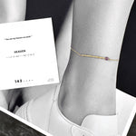 Delicate 18k solid gold Morse code anklet with birthstone — stylish personalized gift for her